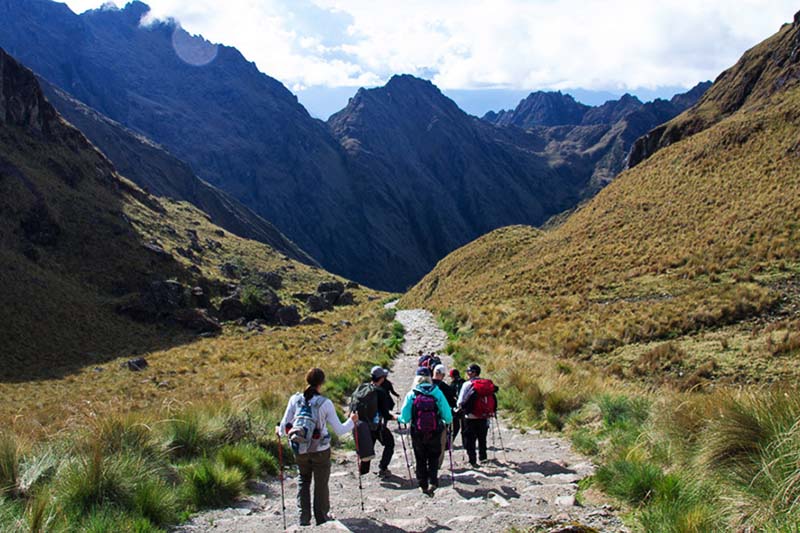 Sendero de trekking con vista a la montaña